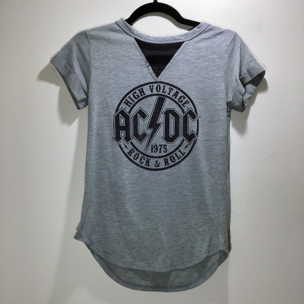 AC/DC Gray and Mesh High Voltage Tee sz XS